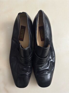 Vittorio Strada Italian Black Leather Slip On Loafers Size 10.5